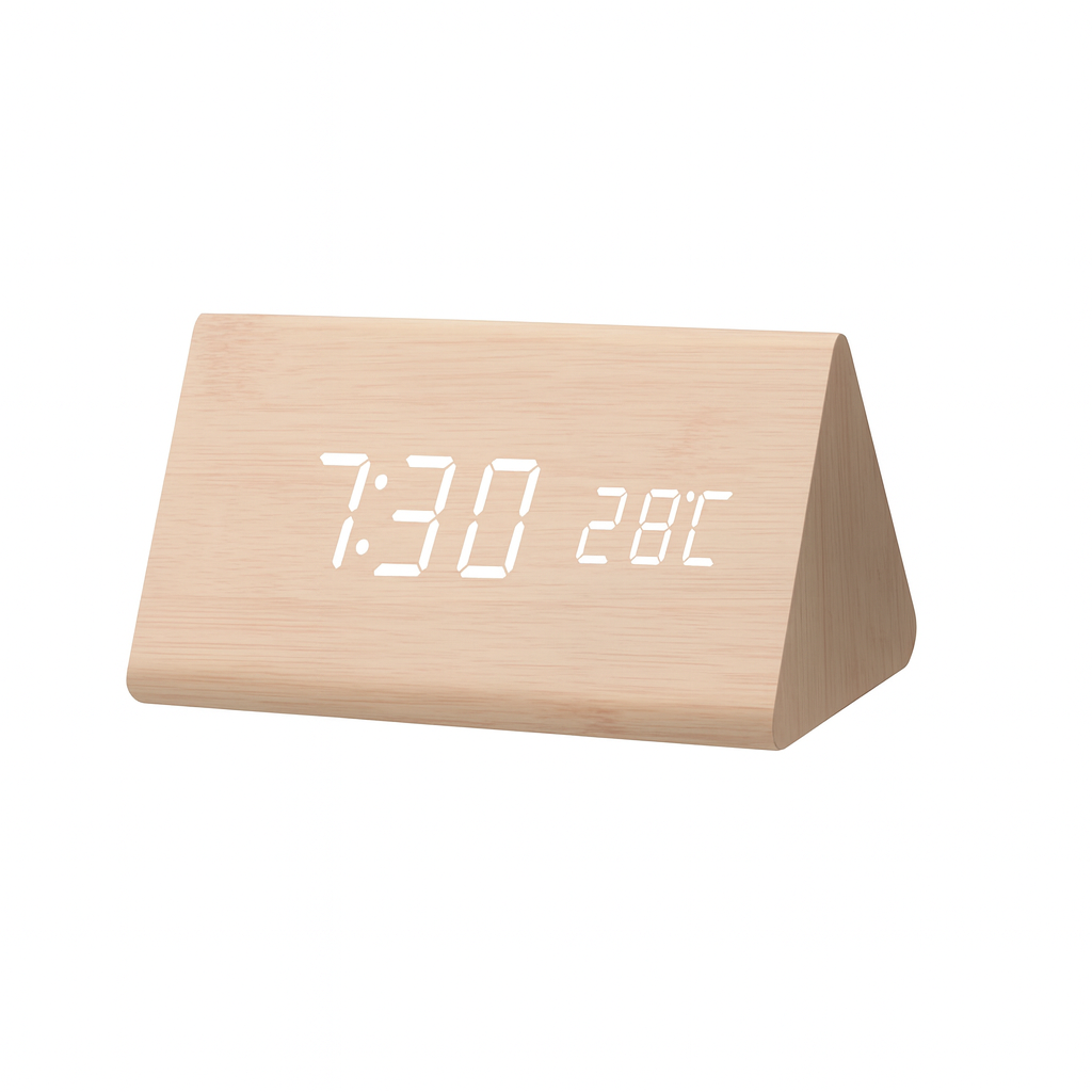 Wooden Design Alarm Clock with LED Display