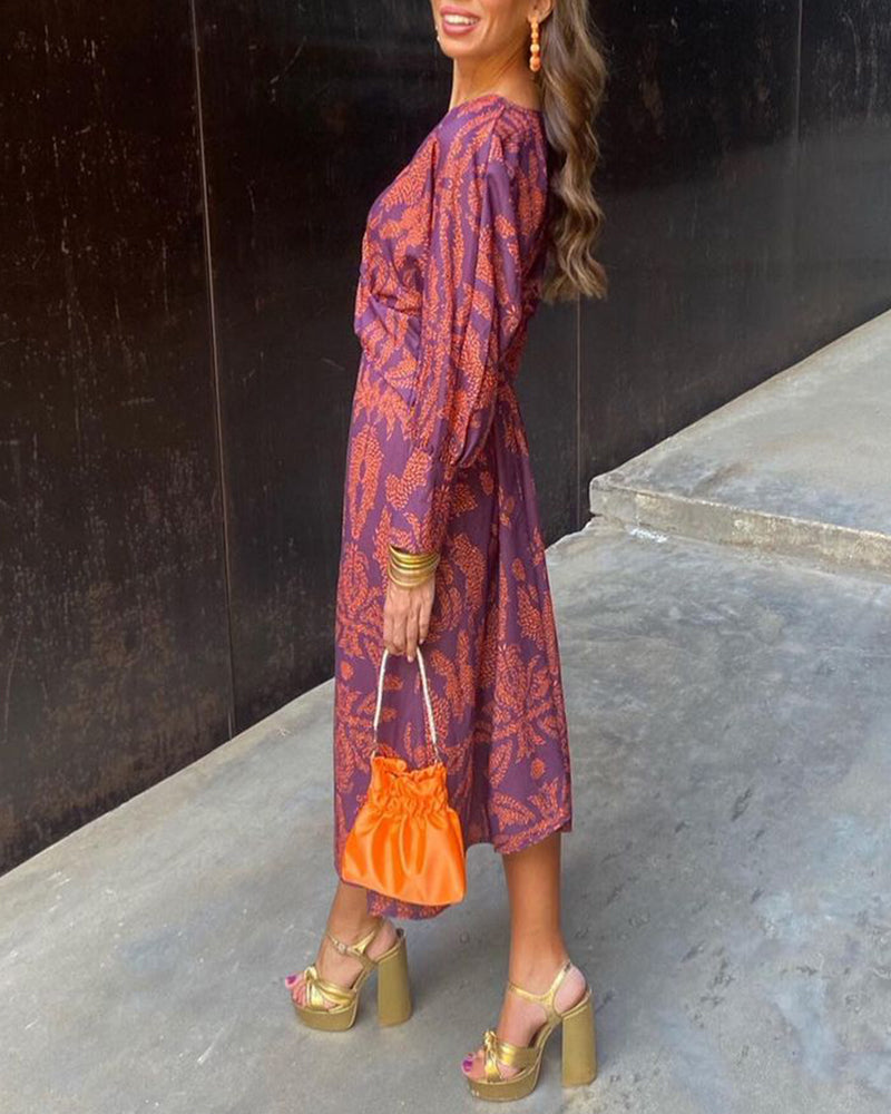 Zali - Elegant Long Sleeve V-Neck Dress